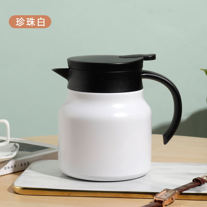煜化焖白茶壶不锈钢泡茶壶办公保温壶家用迷你咖啡壶 珍珠白 0ml