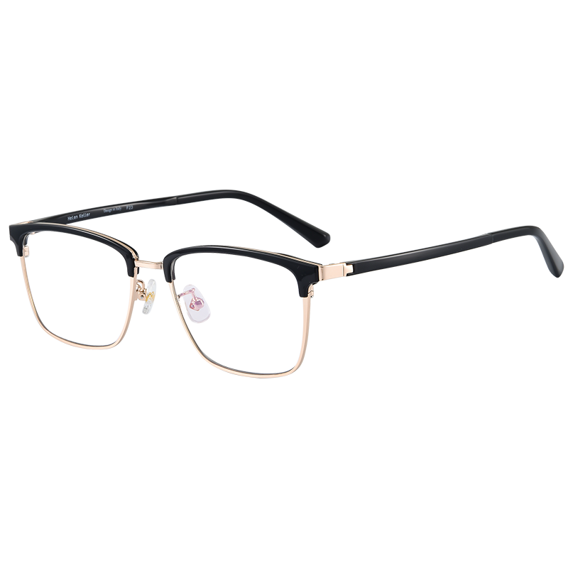 海倫凱勒（HELEN KELLER） 【王一博同款】眼鏡框男 近視眼鏡架女 可配鏡片光學(xué)眼鏡ZDM H26129黑金拼接框C1/8 武漢實(shí)體