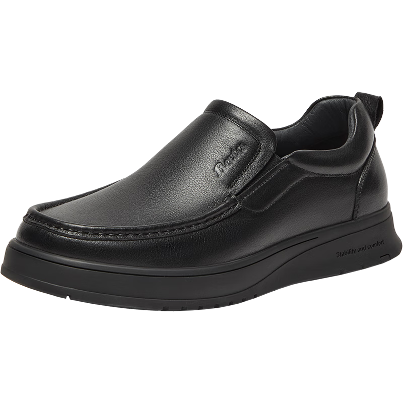 Bata樂(lè)福鞋男秋冬商場(chǎng)同款休閑牛皮一腳蹬A8090DM4 黑色 42