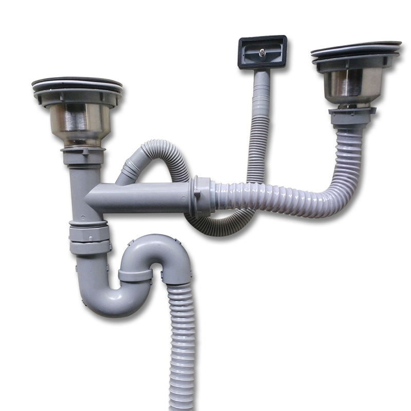 水管厨房不锈钢双槽下水洗菜盆洗碗盘下水管套装防臭下水器下水头配件