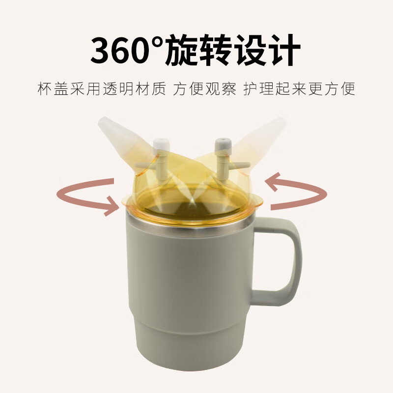 美物德品老人防呛护理杯瘫痪卧床病人喝水杯吸管喝流食孕产妇护理专用杯 护理杯六件套红色500ml