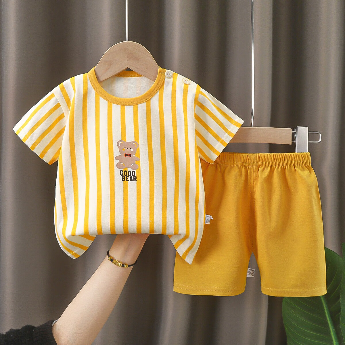 贝婴初儿童短袖套装夏季纯棉男童衣服薄款女童t恤夏装服装宝宝童装 B129 73cm