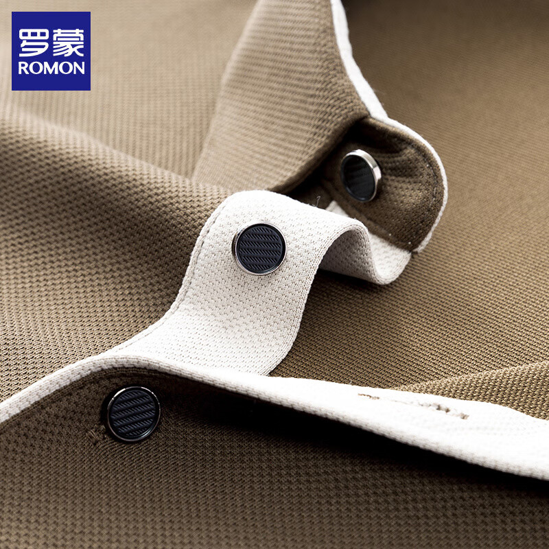 罗蒙（ROMON）男士t恤长袖2024秋季新款商务休闲纯色polo领打底体恤衫男装上衣 哈青 XL (建议135-150斤)