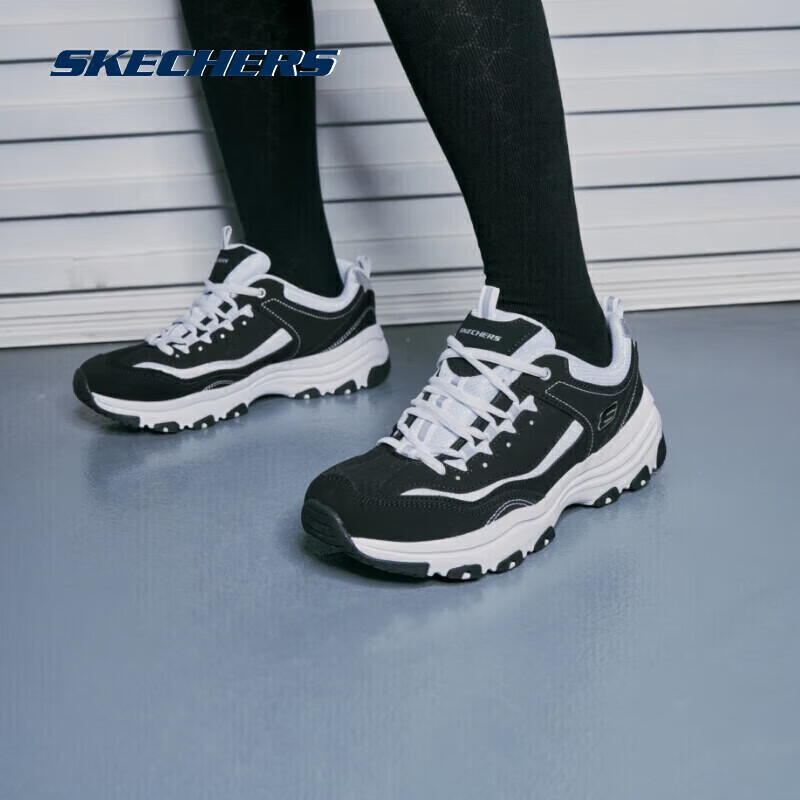 斯凯奇Skechers经典黑白老爹鞋休闲复古情侣熊猫鞋厚底增高运动鞋耐磨