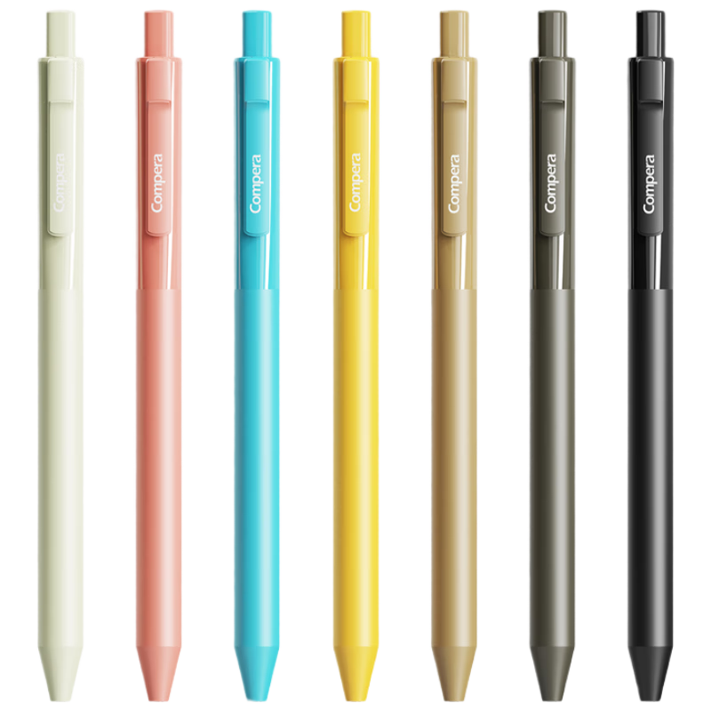 齐心(Comix)轻音速干按动中性笔签字笔水笔棕色笔杆 0.5mm双珠ST头 黑色 12支/盒 CPGP003