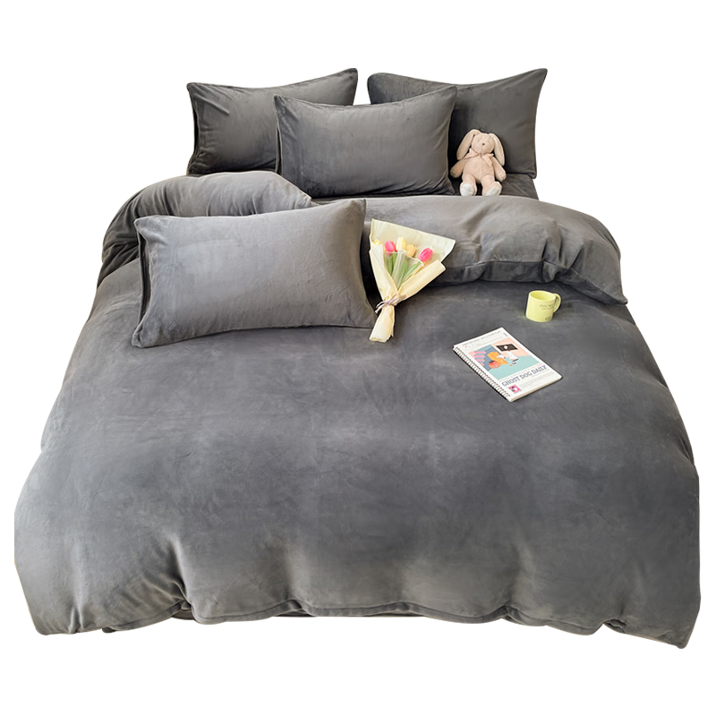 猫人牛奶绒被套单件冬季双面毛绒被罩200*230cm珊瑚绒加绒被套