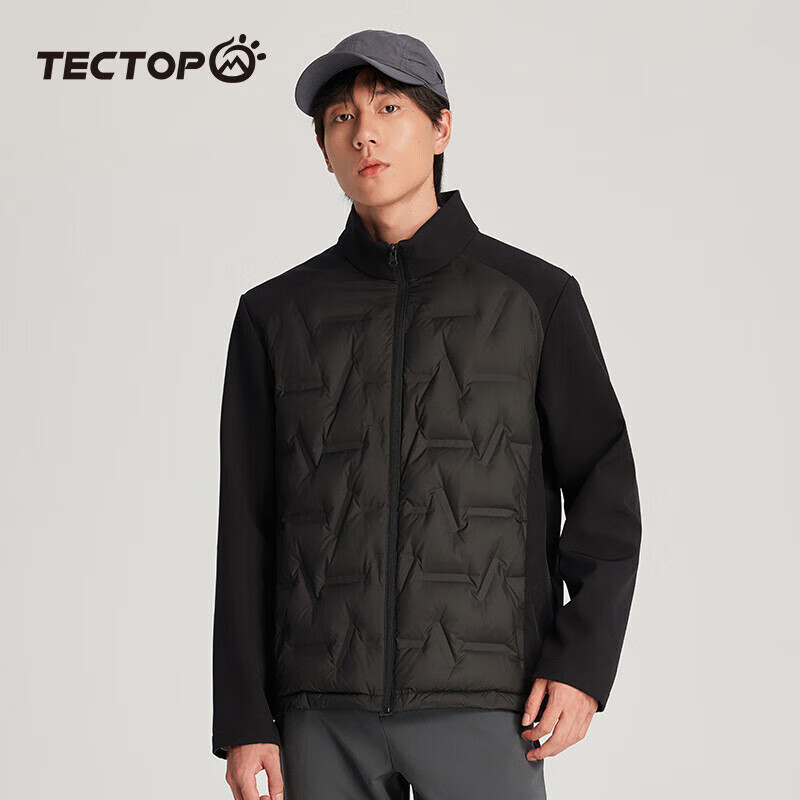 探拓（TECTOP）户外轻薄羽绒服男鸭绒保暖外套男 云墨黑 L