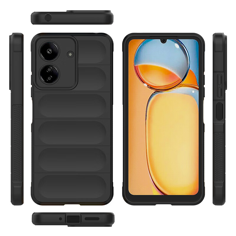 穆夏拉【优选百货】适用小米Redmi13C手机壳隐形气囊硅胶软壳红米13C保护套Red米13C男女新款Mi13C外壳 【黑色】亲肤手感|植绒内衬|全包防摔 Redmi 13C 4G(23124RN87