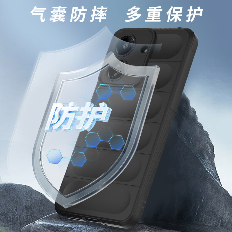 穆夏拉【优选百货】适用小米Redmi13C手机壳隐形气囊硅胶软壳红米13C保护套Red米13C男女新款Mi13C外壳 【黑色】亲肤手感|植绒内衬|全包防摔 Redmi 13C 4G(23124RN87