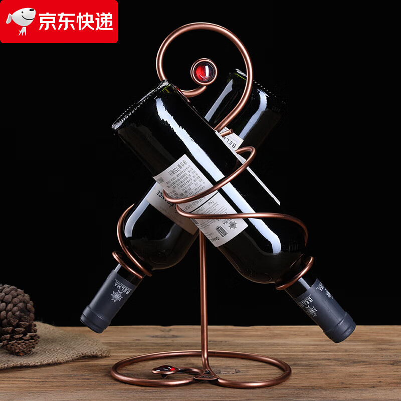 LISM歐式紅酒架擺件簡約創(chuàng)意葡萄酒瓶架子酒柜裝飾品擺件酒瓶架家用 珠花雙瓶