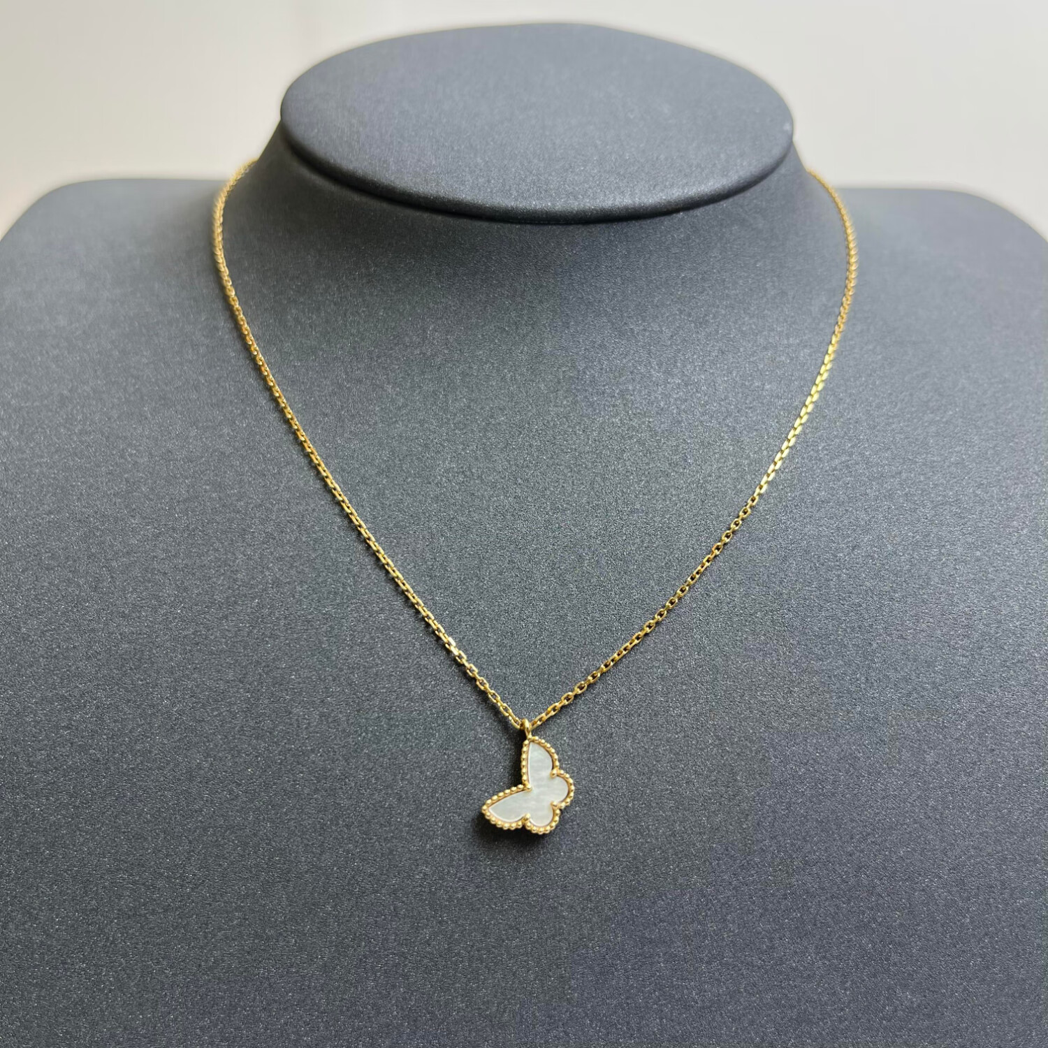 【二手95新】梵克雅宝贝母蝴蝶项链链40坠1k黄au750女款简约时尚公价
