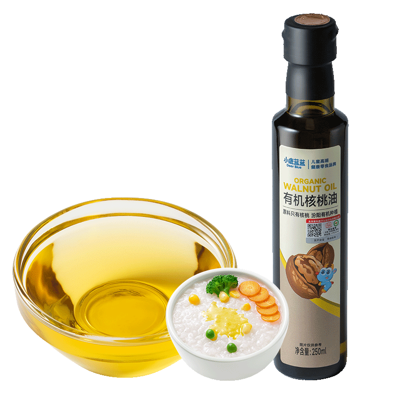小鹿蓝蓝有机核桃油250ml宝宝物理冷榨营养食用油婴儿油凉拌辅食油