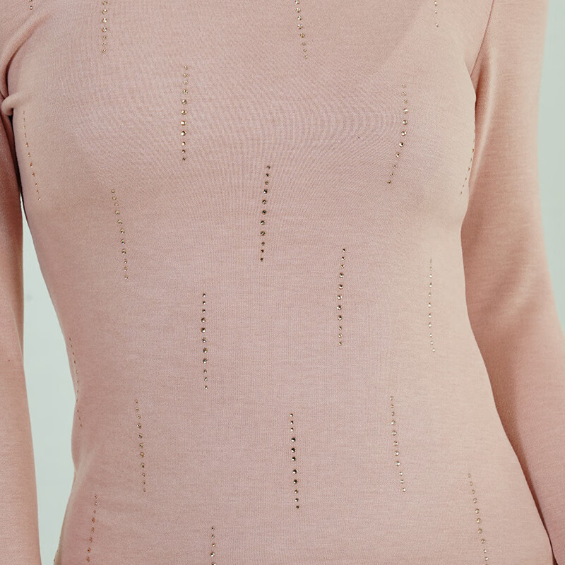 三枪秋冬热力高弹女双面绒圆领长袖时尚内搭柔软贴身保暖打底衫 裸粉 2XL -4XL