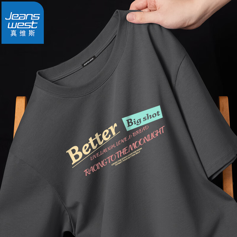 ��ά˹��JEANSWEST������T����Բ���ļ����ɰٴ����д��������Ų���ĸӡ����������� ��ң������ M (�Ƽ�100��-110��)