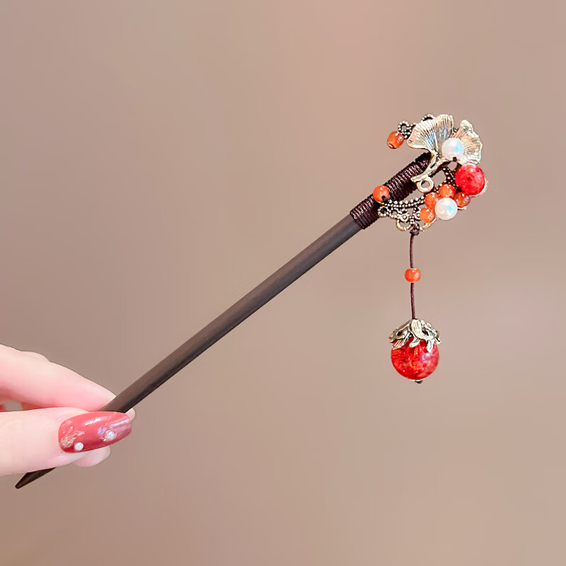 秋曾儿童新年喜庆流苏簪子女童甜美中国风汉服后脑勺古风盘头发簪头饰