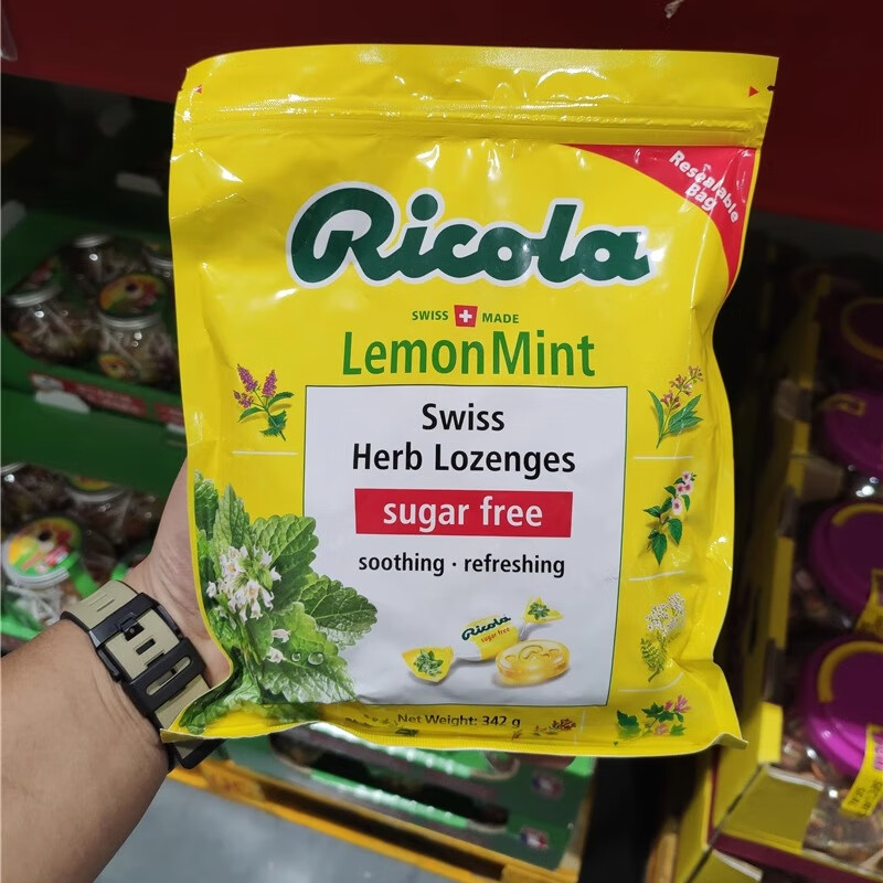 利口乐（Ricola）Costco开市客代购瑞士利口乐草本精华润喉糖柠檬味 柠檬薄荷342g*1包(无糖)