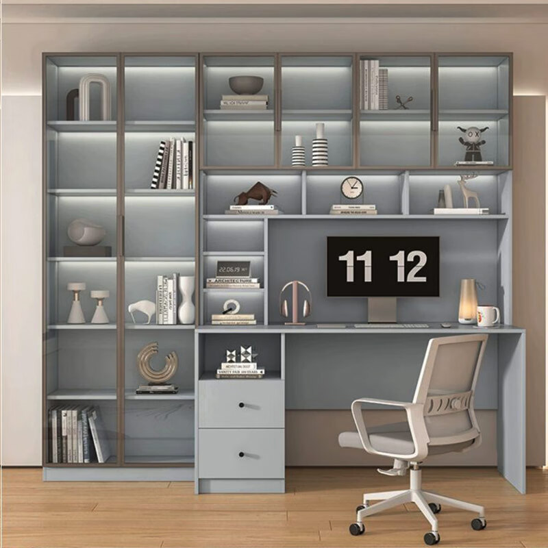 榕楚书桌定制家用实木书桌书桌书柜一体书桌卧室学习桌高端家用书桌 长120cm四门木柜(桌+80cm书柜)