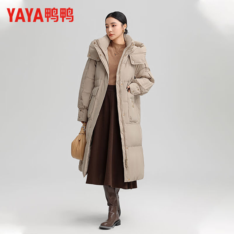鸭鸭（YAYA）羽绒服女2025年冬季新品长款连帽时尚百搭加厚保暖休闲外套 黑色 M