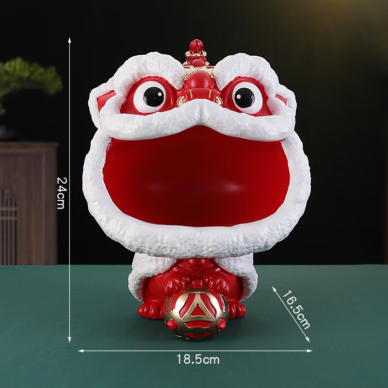 收纳摆件创意家居进门入户玄关客厅酒柜电视柜装饰品摆 红色醒狮收纳