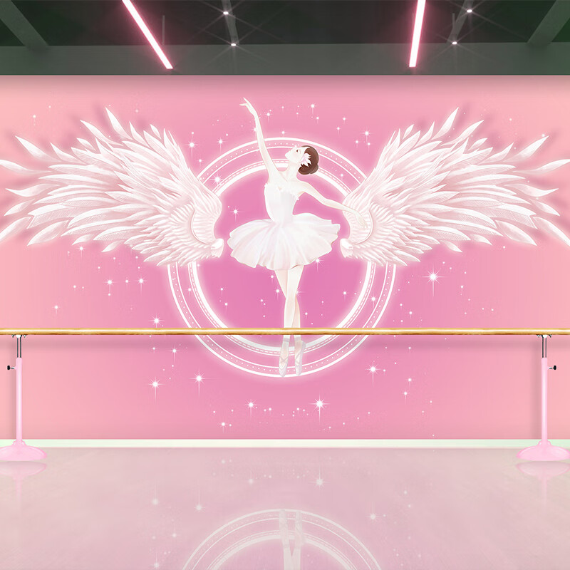 和美3d天使翅膀壁布芭蕾舞蹈教室背景墙布培训学校装修壁纸美容院壁画