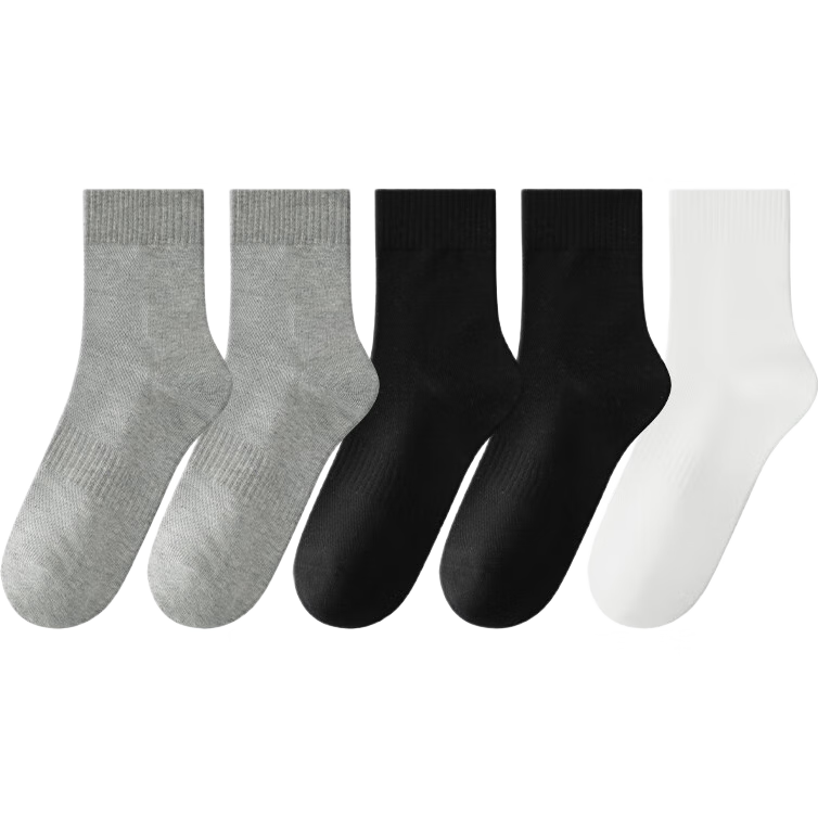 京东京造【7天不臭脚】 5双新疆棉抗菌中筒袜子男夏季吸汗防臭透气袜