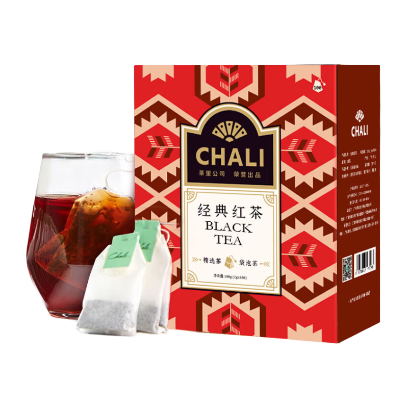 CHALI茶里红茶量贩装茶叶 红茶包绿茶袋泡茶100包200g/盒