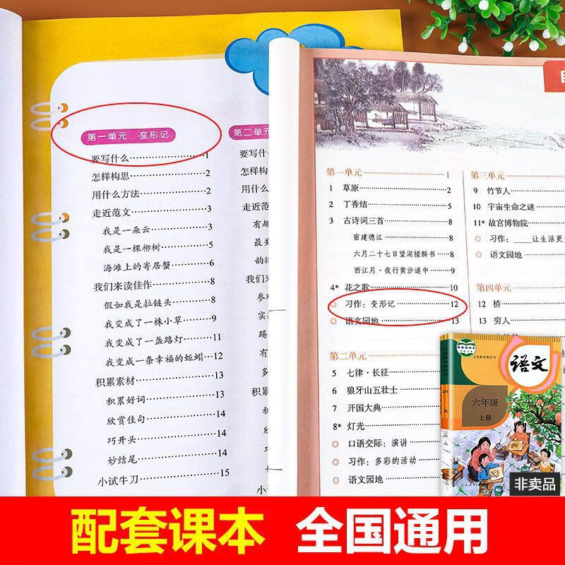 【老师】六年级上册同步作文 人教版6年级上小学生语文必读六 二年级下册