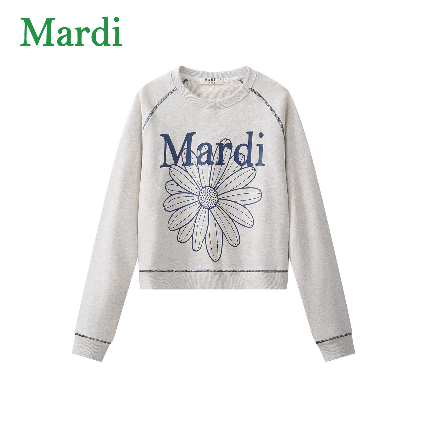 MARDI卫衣女小雏菊2025冬季女装新款印花套头圆领长袖外衣MWY2512104 雾灰 M