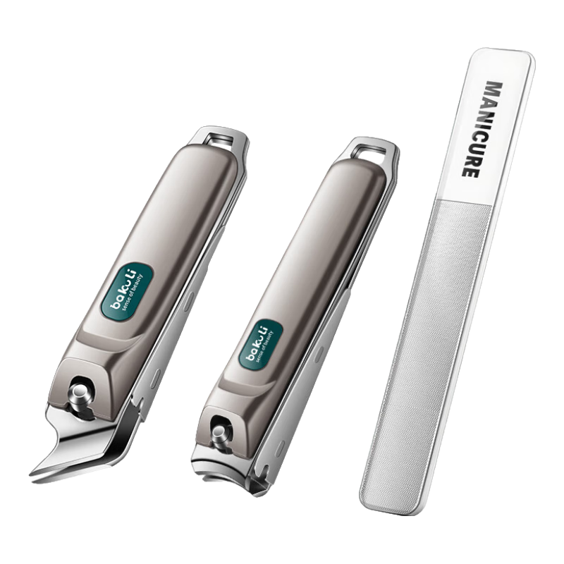 创木工房指甲刀套装全套防飞溅指甲剪斜口指甲钳指甲锉甲沟专用便携3件套