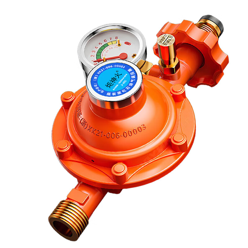 炬神火 液化气减压阀煤气罐家用阀门新国标热水器低压燃气防爆管安全阀 【1.2大流量-带表】生产许可丨安全防爆丨带插头 【漏气自锁】国标标准生产许可