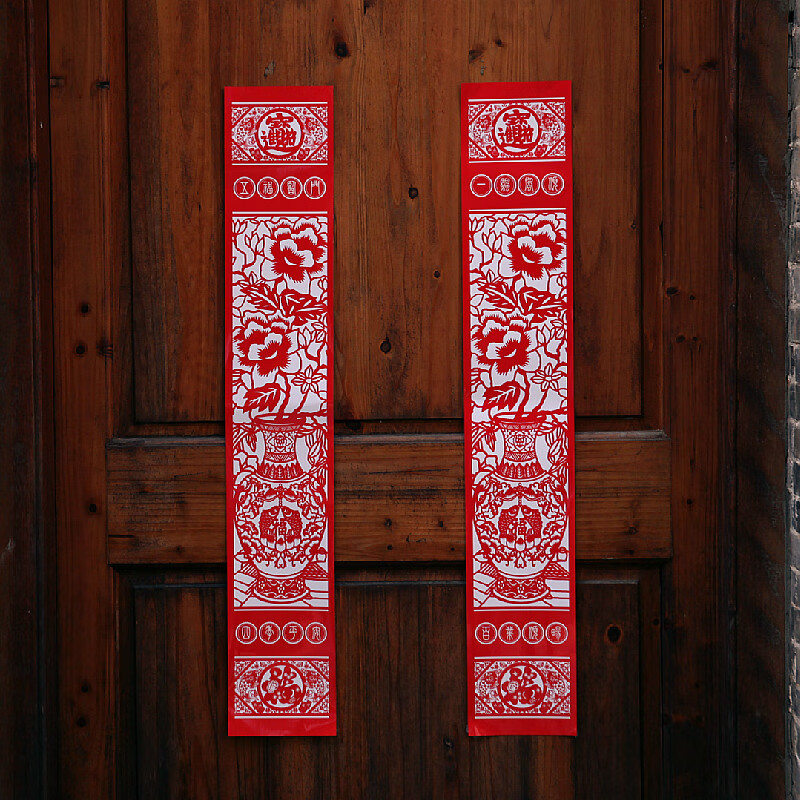 蒲恋甲辰龙年春联对联新年门画门芯对桃符年画剪纸锦绣门贴一对 o762
