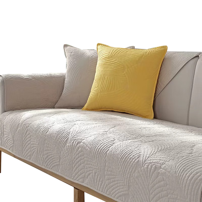 艾薇(AVIVI)全棉沙發(fā)墊坐墊四季通用沙發(fā)套罩巾蓋布防滑飄窗墊90*160福葉米色