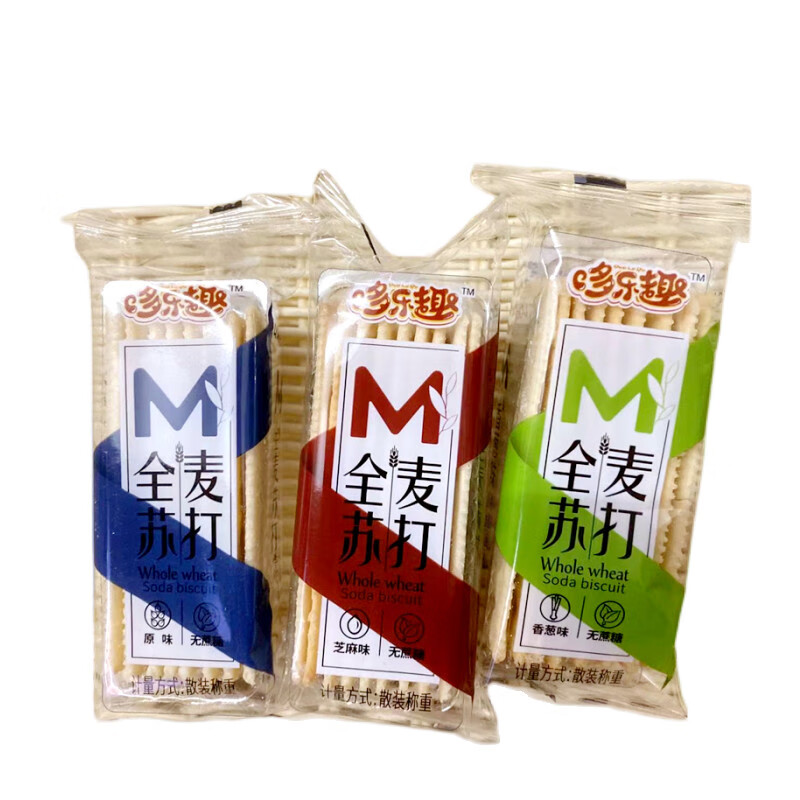 多乐趣（DUOLEQU）全麦苏打  500g/包 香葱芝麻原味无蔗糖梳打饼干零食 原味 500g