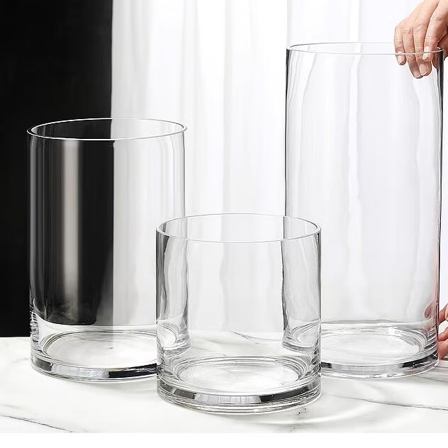 意牌創(chuàng)意客廳金魚(yú)缸玻璃水族箱小型生態(tài)圓形圓柱大號(hào)烏龜缸造景水培缸 口徑12高20直筒魚(yú)缸