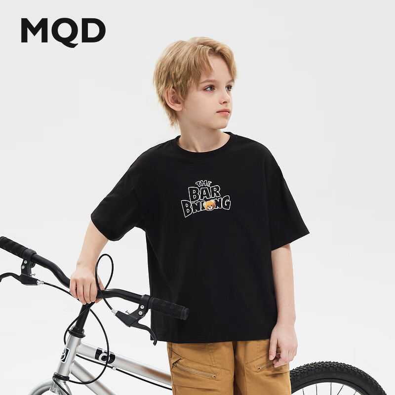 马骑顿（MQD）MQD童装男大童夏装潮酷休闲卡通短袖T恤 黑色 160 cm