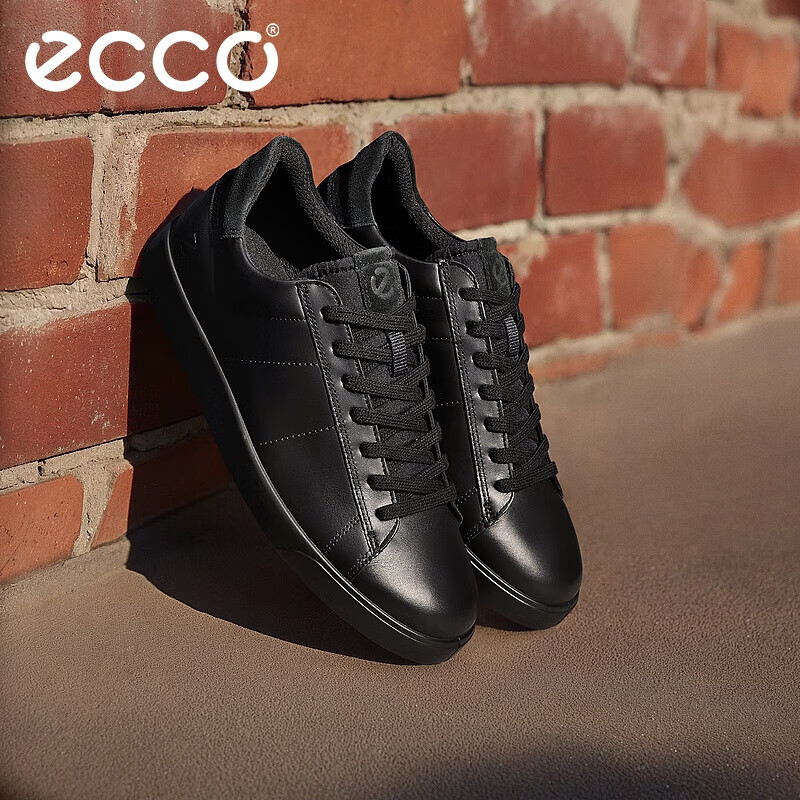 爱步（ECCO）板鞋男 经典百搭牛皮轻奢休闲鞋 街头521304 黑色41 HL