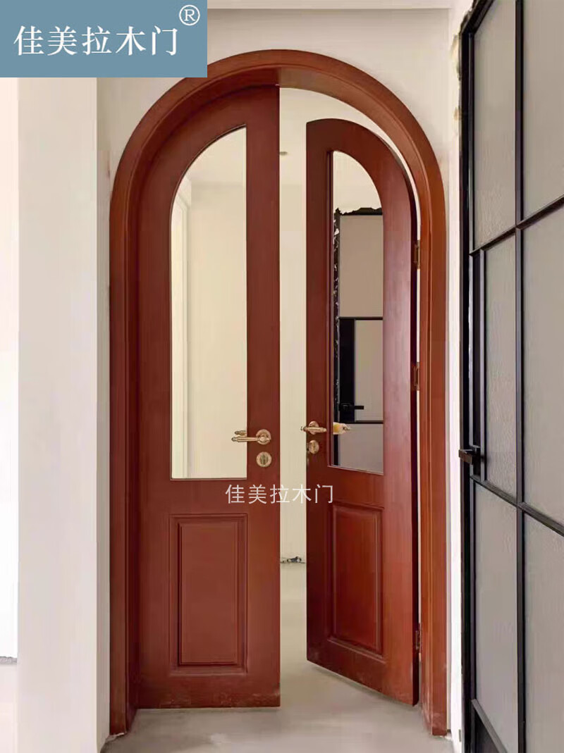 润华年折叠门美式弧形门欧式拱门实木复合实木复合门家用卧室烤漆法式圆 实木多层烤漆门