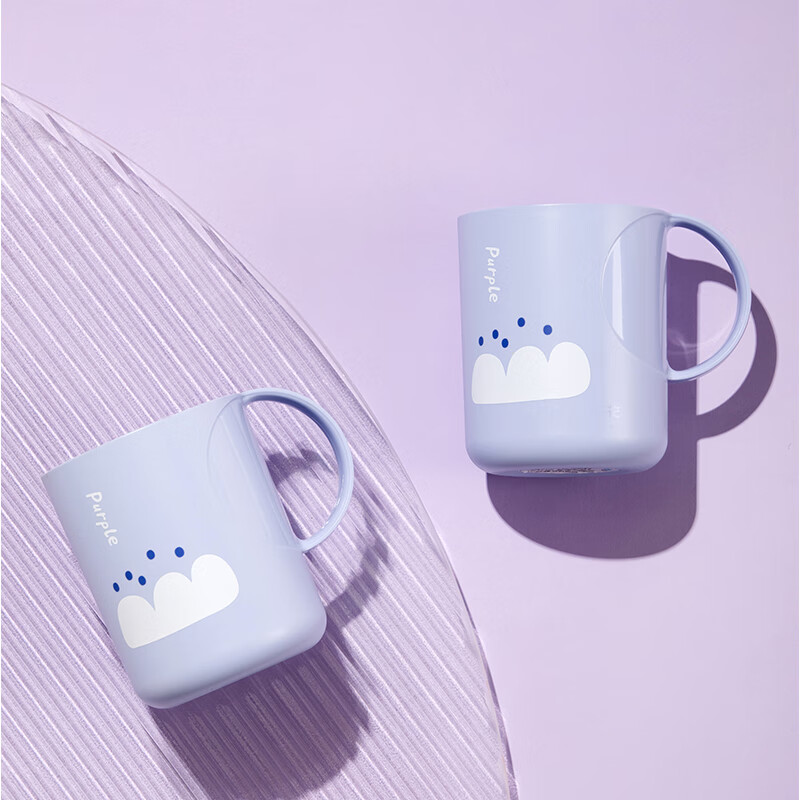 茶花漱口杯 塑料儿童刷牙杯简约情侣洗漱杯套装 O型把手杯3个装(蓝绿紫各一个)