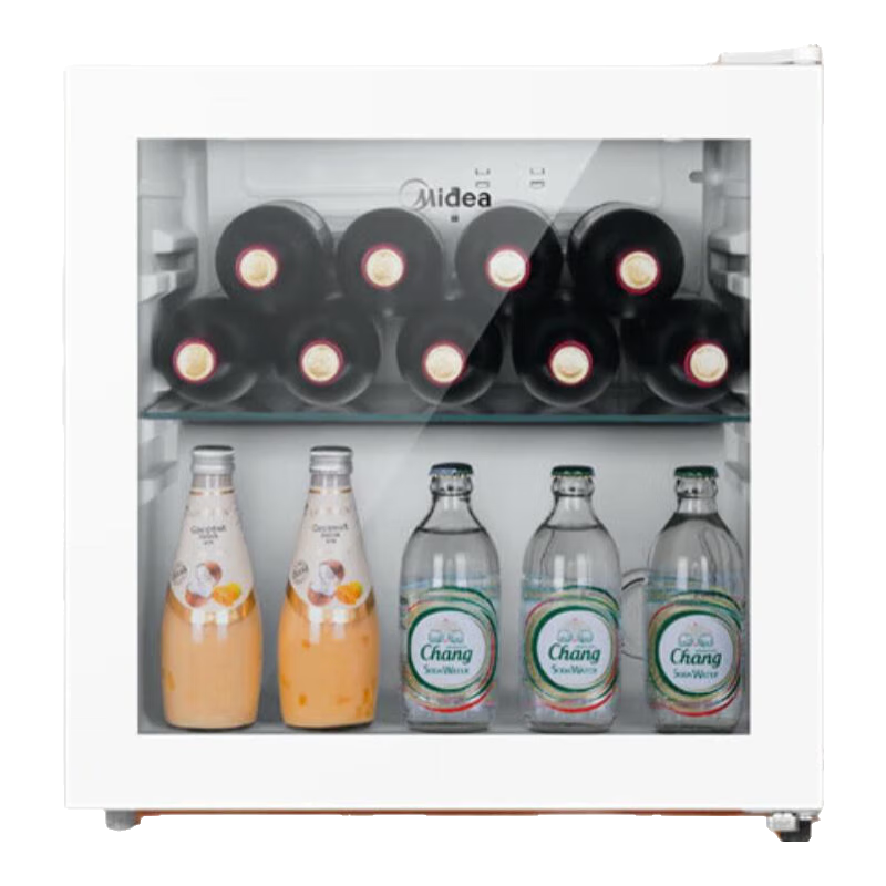 美的（Midea）家用小冰柜45升/95升冷藏柜红酒冰吧柜保鲜柜客厅立式玻璃办公室冷柜一级节能省电低音智能酒柜 迷你冰吧/一级能效/45升/LC-45GM 极地白