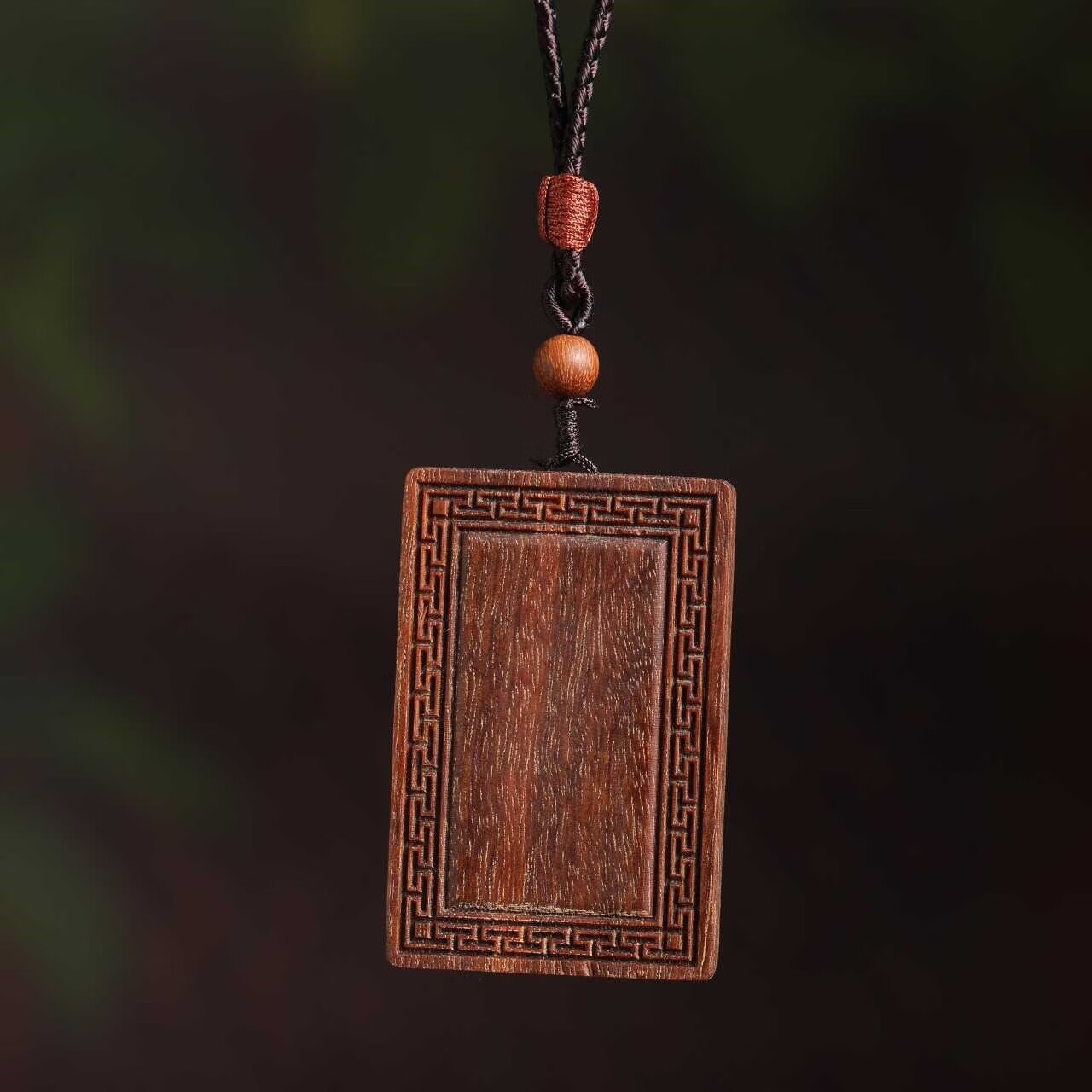 美雕天然文莱沉香无事牌木质吊坠项链文玩沉木香佛牌转运安神 双面回