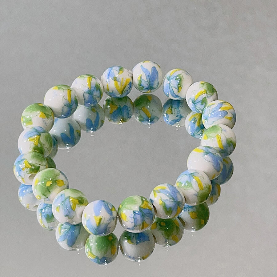 系列】uchaiup手作手链新中式复古闺蜜弹力 莫奈的绿地 手围14-16cm