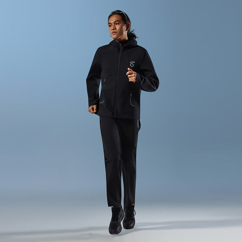 马孔多（macondo）跑步套装软壳外套软壳长裤秋冬运动套装 未来灰+黑色 女 2XL