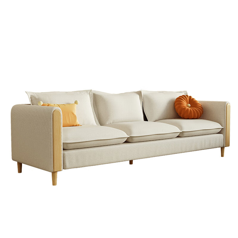 佩匠福2024新款沙发小户型出租房客厅双人布艺沙发新款卧室简易猫抓布小 [透气棉麻]米白色[高弹海绵] 120x61cm