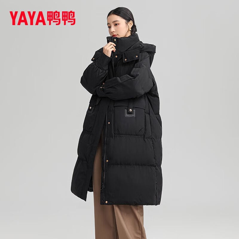 鸭鸭（YAYA）羽绒服女2025年冬季新品长款连帽时尚百搭加厚保暖休闲外套 黑色 M 京东折扣/优惠券