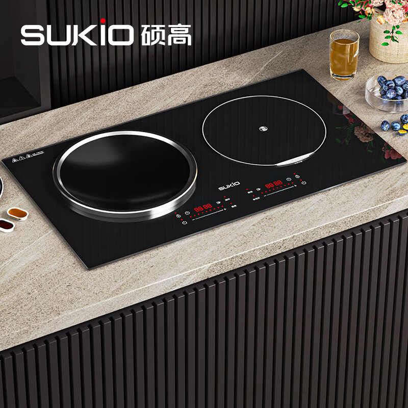 硕高（SUKIO）双灶电磁炉家用3500W 嵌入式平凹双灶大功率电磁电陶炉灶 台嵌两用一电一陶 大面板款 OG004