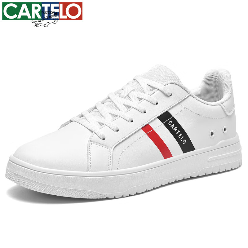 卡帝乐鳄鱼男士休闲鞋男鞋春秋季透气运动鞋百搭潮流板鞋英伦低帮小白鞋 白色 41