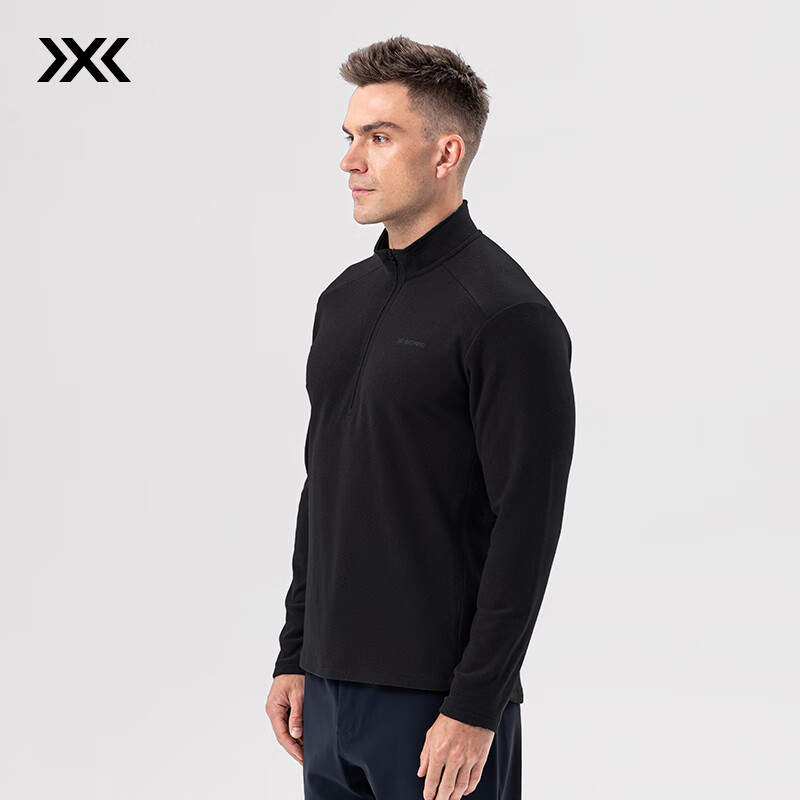 XBIONIC旷野Polartec抓绒衣半开领半拉链长袖T恤男休闲户外秋冬保暖24725 暗夜黑 M