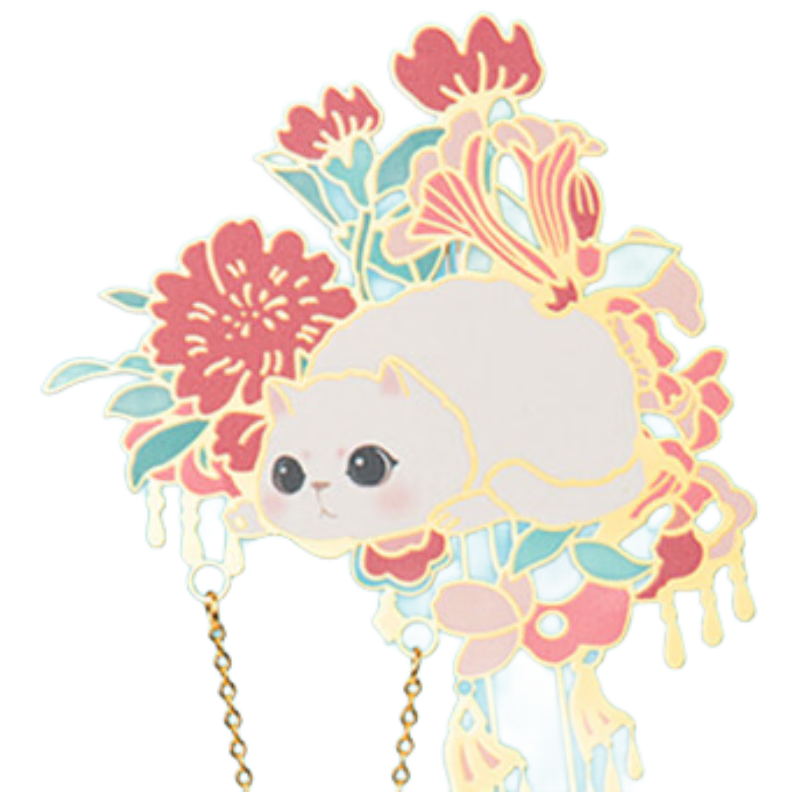 奉旨故宫文创 四季宫猫花影书签礼盒1套3支装中国风创意金属高颜值 学生生日毕业礼物 冬艳系列