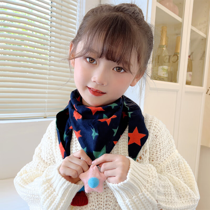 十方秀才儿童围巾秋冬宝宝围脖可爱小女孩保暖脖套女童毛绒针织3角巾