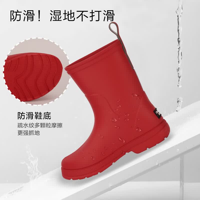 CREATURE HABITS儿童雨鞋防水防滑中筒男童小孩幼儿轻便舒适中筒雨鞋女童雨靴 黑色 36 ，35-36，(内长23.7cm/同成人37码)